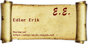 Edler Erik névjegykártya